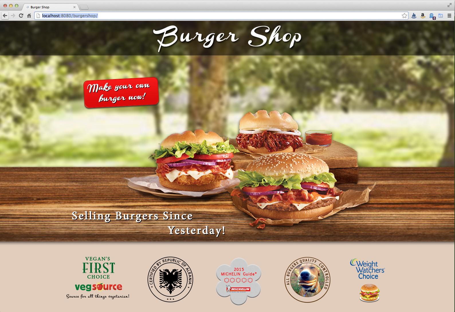Front page of the burgershop