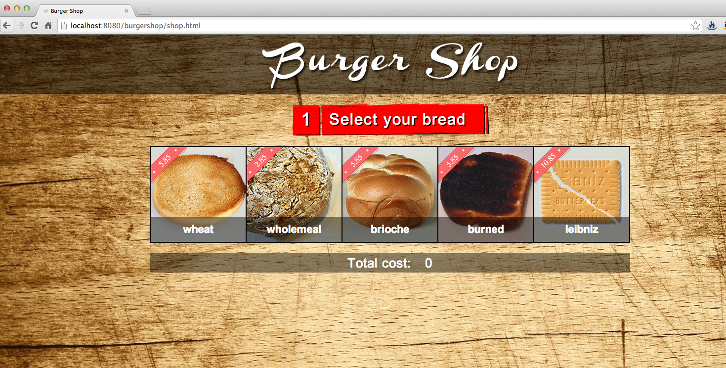 Burgershop selection